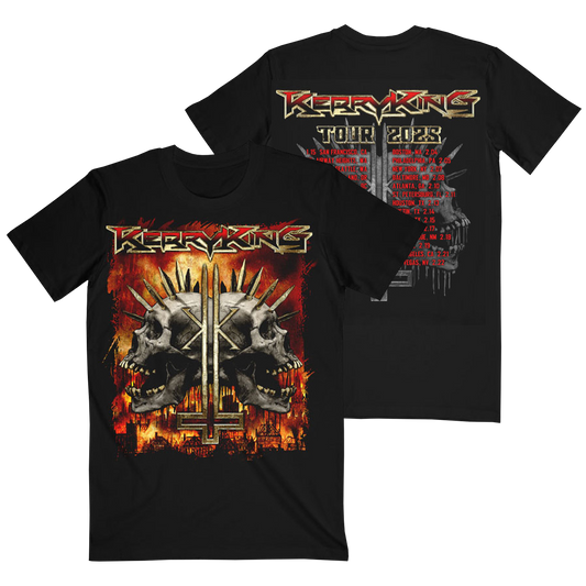 Black t-shirt with 'Kreator' graphic design on a white background